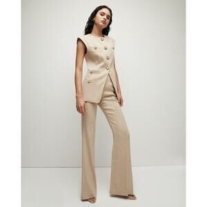 Veronica Beard Women's Komi Linen Pant in Sandalwood Melange Size 6 NWT
